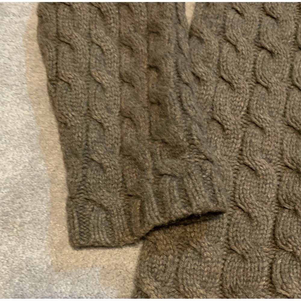 LL Bean Cable Knit Lambswool Blend Turtleneck Sweater Brown Small‎ - Picture 3 of 6